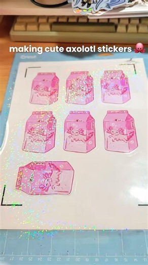 Making shiny cute axolotl stickers ✨#stickers
