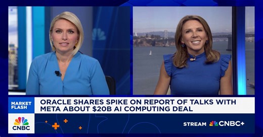 Oracle shares spike on report of talks with Meta about $20B AI computing deal