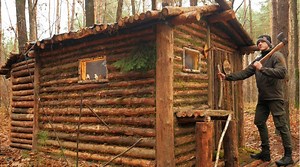 804K views · 10K reactions | Surviving Winter in a Log Cabin Off Grid Building with Hand Tools- Tiny Home in the Forest | Viral Webs | Facebook
