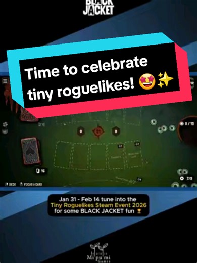 Celebrate tiny roguelikes! ✨ Organized by @rogueducknet, Tiny Roguelikes Event 2026 is all about roguelikes that revolve around simple ideas, and lots of content to make every new run feel fresh. 🤩 BLACK JACKET will be featured among the best games in the genre. ♥ Make sure to check it out.