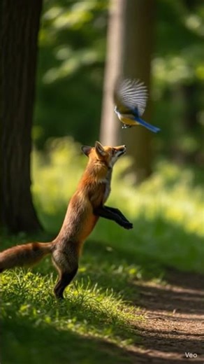 fox catching bird! #shorts #fox #birds #viral