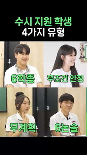 수시 지원 학생 4가지 유형