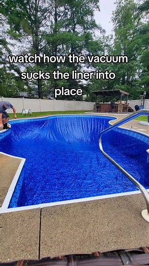 vacuum process on a liner install. #poolside #installation #summervibes #liners #ingroundpools #swimmingpools #summer #linercrew #