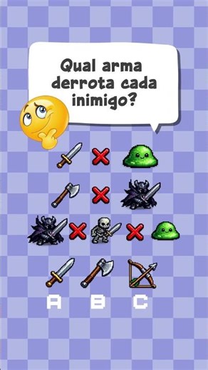 Think fast! Which weapon defeats each enemy? 🧐⚡