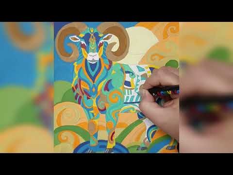 🎨Decorative ram 🐏✨ Artistic and stylish design!