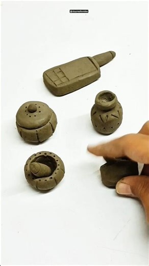 clay kitchen set and mobile, #miniature #creativeclayideas #kitchenset #clay #diy #homecraft
