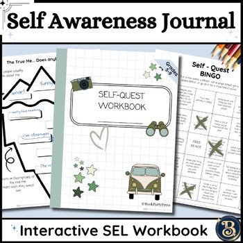 Self Awareness Workbook Confidence Activity, Guided Journal Growth Mindset SEL