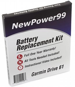 Garmin Drive 61 Battery Replacement Kit with Tools, Video Instructions and Extended Life Battery