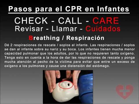 SPANISH Infant CPR 2010 guidelines training video following New CAB method How to CPR Video