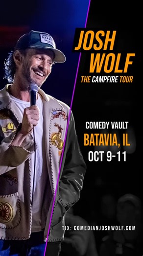 Comedy Vault on Instagram: "🔥 Limited tickets left! 🔥 @joshwolfcomedy returns to The Comedy Vault October 9–11 for a weekend of hilarious stories, wild energy, and the kind of shows people talk about long after they’re over. Grab your tickets now before they’re gone — this one will sell out! 🔥 #comedyvault #joshwolf #thecampfiretour #bataviail #comedyclub #standup #comedy #comedian #livecomedy"