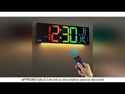 16.2'' Large Digital Wall Clock with Remote Control Big LED/Dual Alarm/8 RGB Colors Digital Alarm Cl