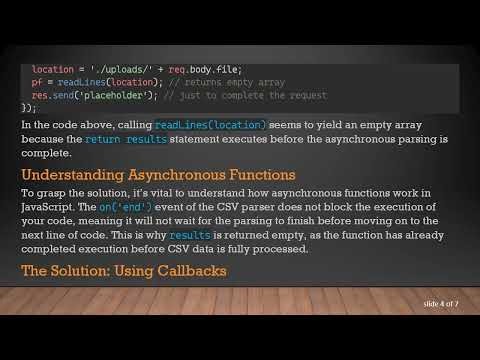 Solving the Empty Array Issue While Parsing CSV Files in NodeJS/Express