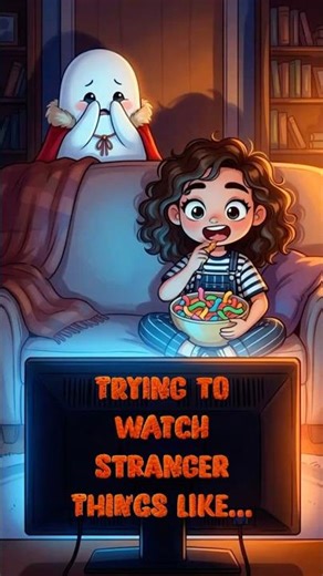 Cute Ghost is too scared to watch #strangerthings