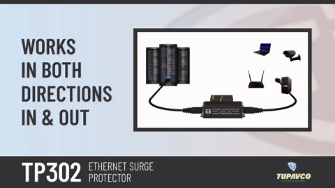 Tupavco Ethernet Surge Protector Gigabit PoE++ (154W/3.2A) Mounting Flange (Gas Discharge Tube) Metal Shielded RJ45 Lightning Suppressor - LAN Network CAT5/CAT6 Thunder Arrestor - GbE 1000 Mbps TP302