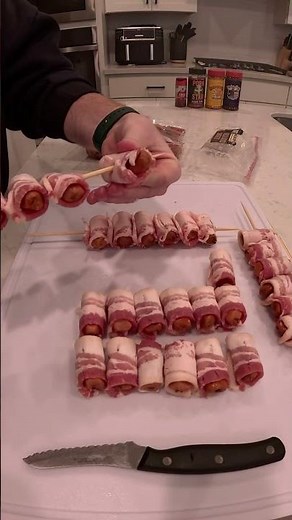 Smoked bacon wrapped smokies!!