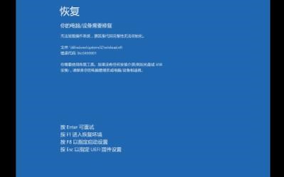 解决winload.efi 错误代码0xc0430001，代码完整性无法初始化