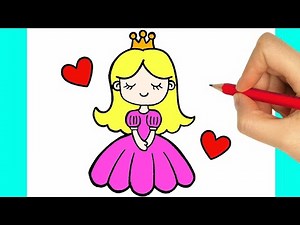 HOW TO DRAW A PRINCESS EASY STEP BY STEP - DRAWING AND COLORING A CUTE GIRL