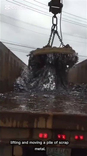 Electromagnet in Action at a Scrap Yard