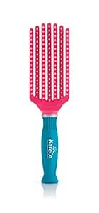 Premium Mini Tangle Buster Brush – Soft Nylon Bristles – Long Ergonomic Durable Rubber Handle – Ideal for Wet and Dry Hair & Easy Grooming, Teal and Pink Color (7 Fingers)
