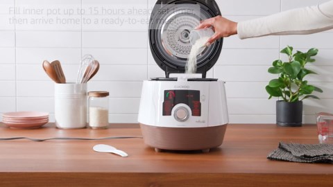 CUCKOO Electric Pressure Cooker 14 Menu Options: White, Slow Cook, Sous Vide, Porridge, & More, User-Friendly LED Display, Stainless Steel Inner Pot, 24 Cup / 6 Qt. (Uncooked) CMC-ASB601F White/Gold