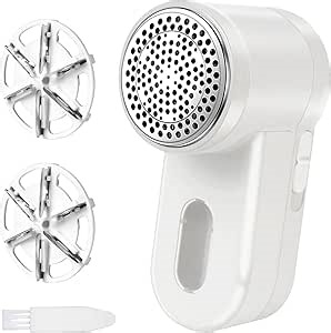 Electric Lint Remover, Portable Fabric Shaver Defuzzer with 6-Leaf Blades, Dual Protection, Removable Bin, Quickly Remove Fuzz, Lint Balls, Pills, Bobbles from Clothes, Couch&Carpet