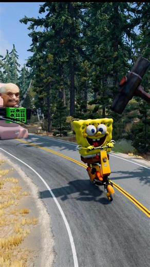 Luigi vs SpongeBob Crazy Car Challenge 😱 | BeamNG.drive Shorts