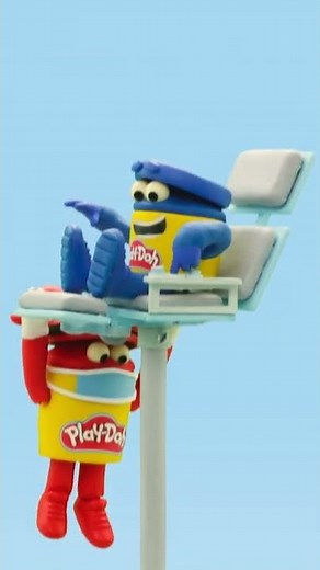 Blue Takes Red for a Spin on the Dentist Chair 💨 Play-Doh Videos