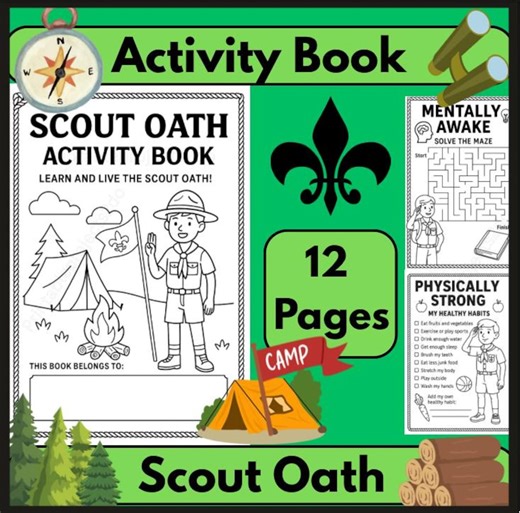 Scout Values Activity Book | Printable Character Workbook for Kids | Duty to God and Country | Mentally Awake Physically Strong Activities - Etsy