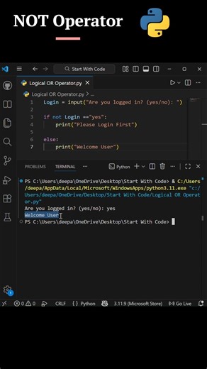 If-Else Conditional Statement - Logical Operator (OR) | #python #logicaloperators #condition