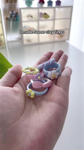 I made some easy polymer clay rings! They were fun to make and you can make any design you want~ #clay #clayrings #polymerclay #easycraft