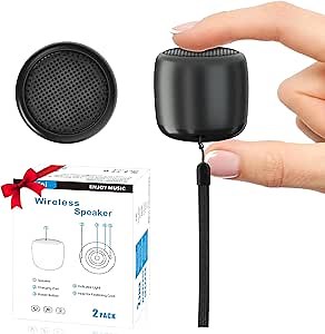 2Pack Bluetooth Wireless Portable Speaker with Strap, Built-in Mic & Rechargeable Battery for Shower, Room, Bike Use - Black