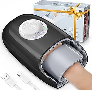 Mothers Day Gifts for mom， Hand Massager with Heat and Compression, 3D Machine for Hand and Finger Relief, 6 Levels Pressure Point Therapy for Wrist & Palm Kneading, Gifts for Women, FSA Black