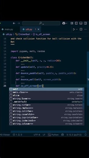 Cricket bouncing ball game in Python - Part 2/6⚡️ #shorts #coding #programming #python