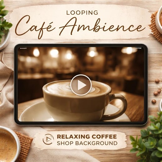 Fondo animado en bucle de cafetería / Arte latte acogedor, ambiente de café lo-fi / Vídeo para transmisiones en directo, YouTube, decoración de escaparates - Etsy España