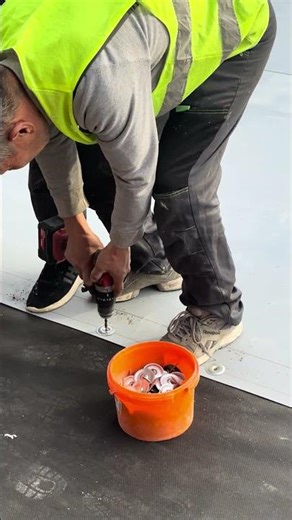 ASMR Installation of a protective membrane for the roofing.#building #construction #asmr