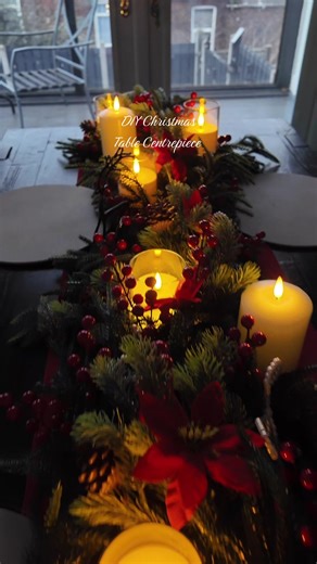 DIY Christmas Table Centrepiece #christmastable #christmastablescape #christmastabledecor