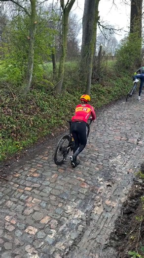 Horrible conditions up the 🇧🇪 Koppenberg! Riders out on their Flanders recon had to endure the dire, slippery conditions of the 🇧🇪 Koppenberg after an incident with a truck.Of course, 🇳🇴 Jonas Abrahamsen powers up it ;) 📹 @UnoXteam