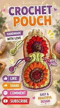 Crochet Drawstring Bag 🌻 Sunflower 🌻 Granny Square l Crochet Wallet #grannysquarecrochet​ #crochet​