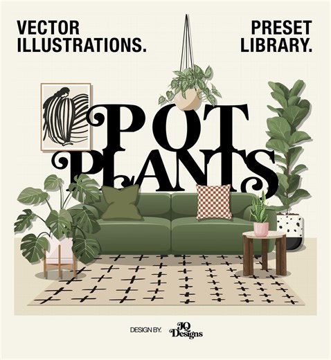 Botanical Potted Plant Vectors | Elevation View Illustrations (SVG, AI, PNG) - Etsy