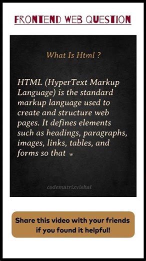 HTML Definition You Must Know ⚡ #shorts #html5 #htmlshorts #definition #webdevelopment #frontend