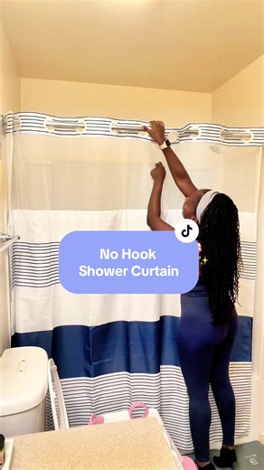 This hook-free shower curtain with the snap-in liner makes bathroom cleaning so much easier — and it looks so good too. #BathroomFinds #HomeEssentials #nohookshowercutain #BathroomUpgrade #showercurtains