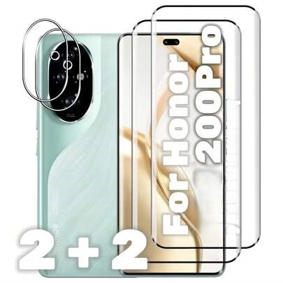 4pcs Compatible For Honor 400 Pro/Honor 200/Honor 200 Pro 5G, Fingerprint Unlockable Curved Screen Protector, 3D Camera Lens Protector, 9H Hardness Anti-Scratch Tempered Glass Film, Suitable For Phone Case, Anti-Fingerprint, For Honor 400 Pro/200 Pro Camera Lens Protector | SHEIN