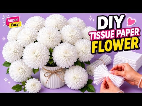 DIY Tissue Paper Flower 🌼 | Easy Paper Flower Making Tutorial | Beautiful Home Decoration