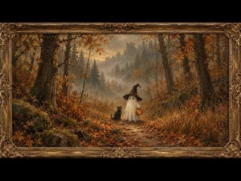 Halloween Ghost Frame TV Art | Witch Hat Black Cat & Jack O Lantern Screensaver | 6 Hours No Sound