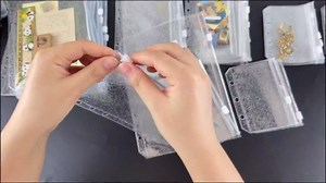 10pcs A6 Binder Pockets Clear Glitter Cash Stuffing Envelopes Plastic Zipper Pouch PVC Sheet Protectors for Money Budget Binders Planner Inserts Notebook (A6-6 Holes)