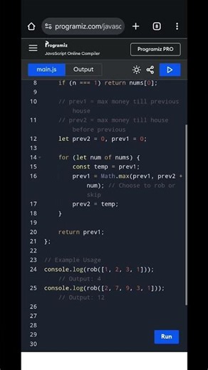 House Robber Problem | JavaScript Dynamic Programming Solution