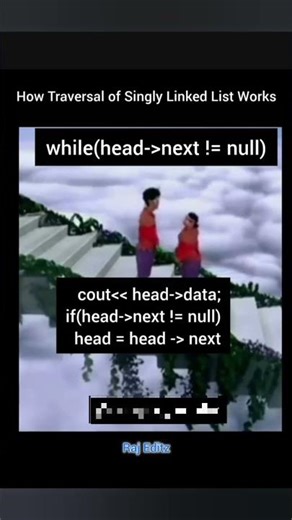 How traversal of singly linked list works #coding #youtubeshorts #shorts # engineers #viral