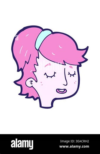shaking motion animation of cartoon pretty female face Stock Video Footage - Alamy