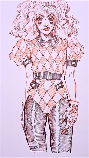 Draw Harley with Me #howtodraw #drawing #cute #fanart #sketchbook #sketch #costume #outfit