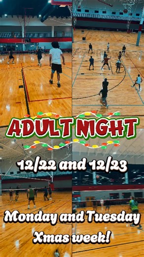 1.3K views · 43 shares | Adult Night is on a new schedule this week—join us Monday and Tuesday for hoops and volleyball fun from 6–9pm. ​ Holiday change of plans? Come run the courts with us instead! Open play Volleyball and Basketball Monday 12/22 & Tuesday 12/23, 6–9pm Just $5 entry Bring your friends, lace up, and let’s pack the gym for Adult Night! | The Big House USA | Facebook